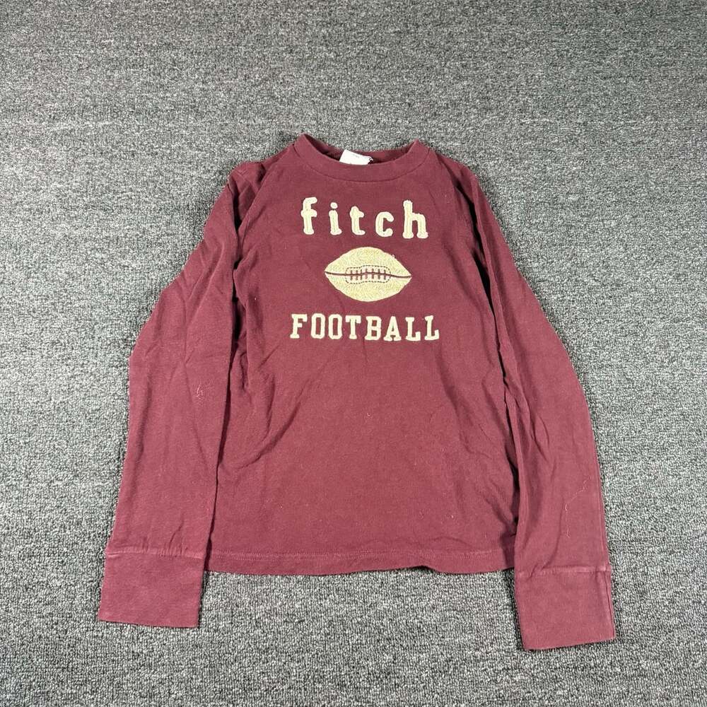 Y2K Abercrombie & Fitch Long Sleeve Graphic Tee Maroon Kids Size M